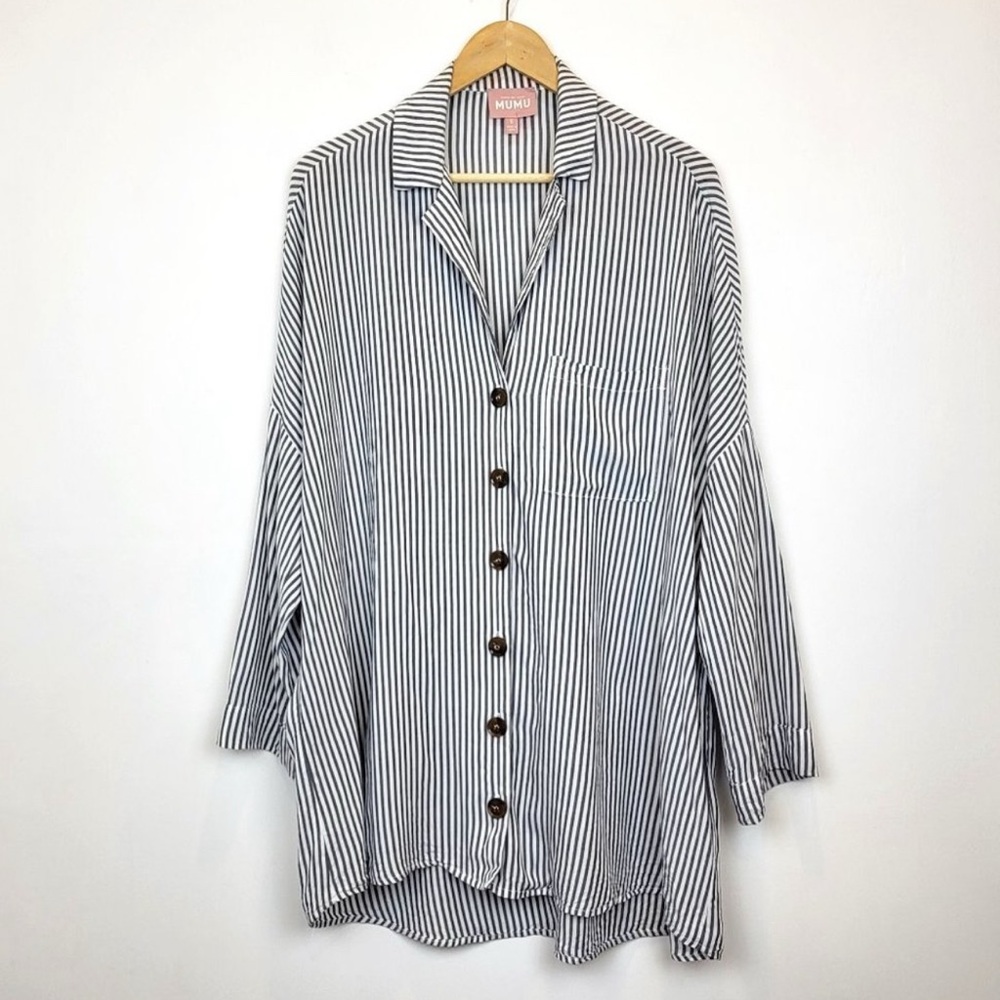Show Me Your Mumu Lorolie Stripe Button Down Coverup Shirt - Picture 2 of 10